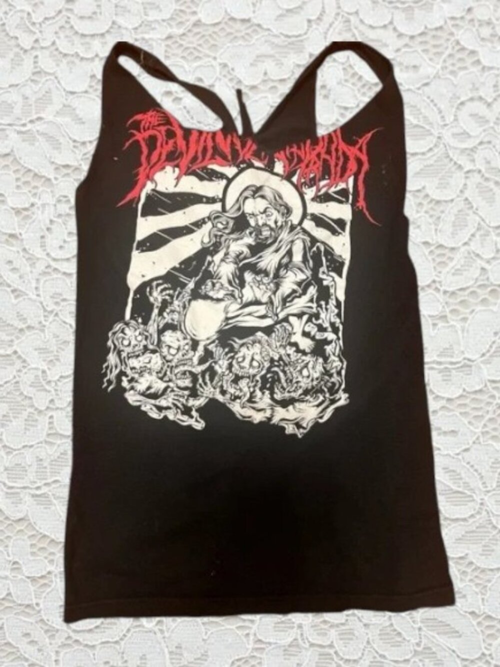 Vintage Custom Punk Band Tank Top with Back Tie Design